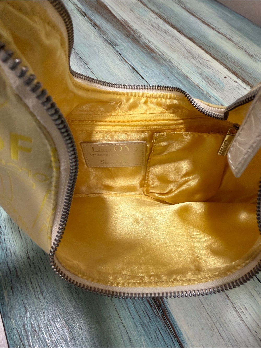 Vintage United Colors of Benetton Yellow Logo Hobo Shoulder Bag Y2K - Picture 8 of 12